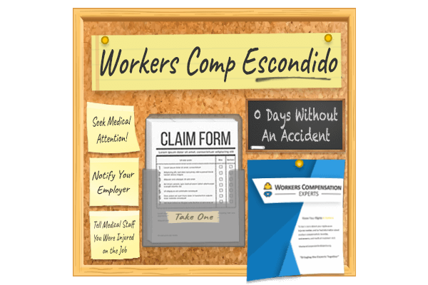 Workers comp bulletin board hanging in an Escondido workplace