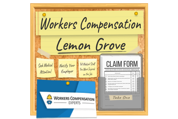Workers comp bulletin board hanging in a Lemon Grove workplace